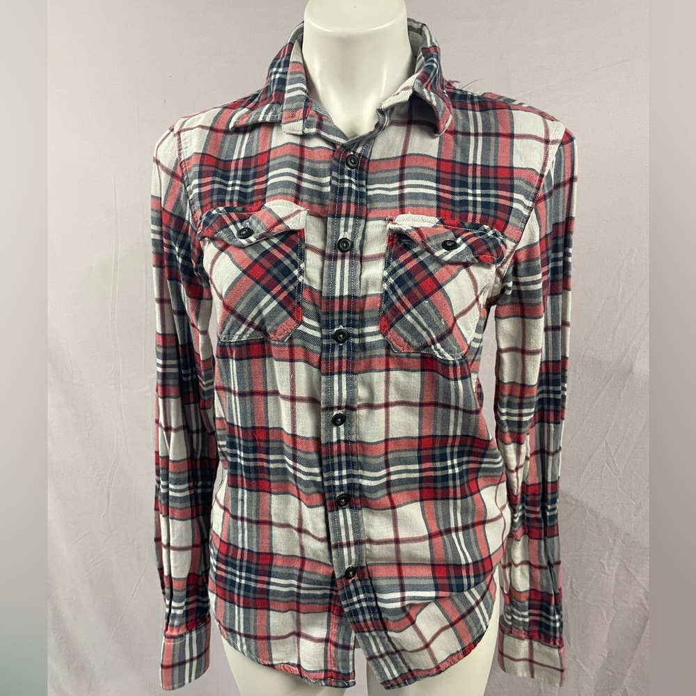 Preowned American Eagle Outfitters XS TP Vintage Fit Flannel Blue Red White